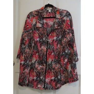 CJ Banks Neon Pink and Orange with Black Animal Print light jacket Zipper Top 3x